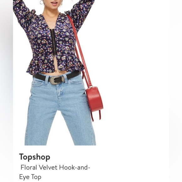 Topshop Floral Velvet Hook and Eye Top - Picture 5 of 6